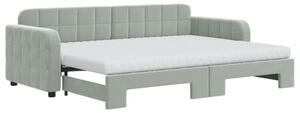 Sofa rozsuwana z materacami, jasnoszara, 80x200 cm, aksamit