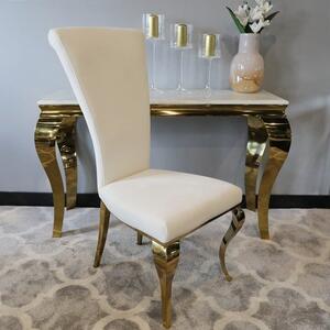 Krzesło glamour Ottavio Gold White - złote krzesło tapicerowane białe
