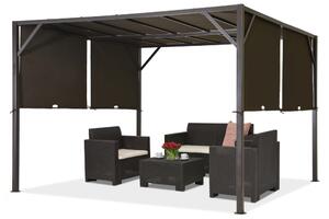 Metalowa pergola tarasowa Santorini 3 x 3 m brązowa Garden Point