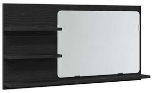 Szafka łazienkowa z lustrem czarny dąb 90x11x45 cm drewno klejone