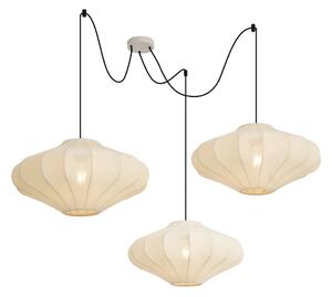 Lampa wisząca Japandi beżowa 50 cm 3-punktowa - Plu Oswietlenie wewnetrzne