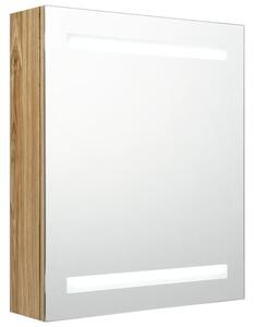 Szafka łazienkowa z lustrem i LED, kolor dębu, 50x14x60 cm