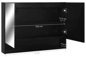 Szafka łazienkowa z lustrem i LED, czarna, 80x15x60 cm, mdf