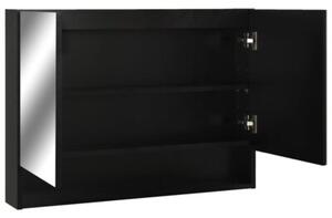 Szafka łazienkowa z lustrem i LED, czarna, 80x15x60 cm, mdf