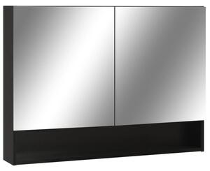 Szafka łazienkowa z lustrem i LED, czarna, 80x15x60 cm, mdf