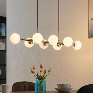 Lampa wisząca szklana Kiamo Lindby, możliwość ściemniania, biały / opal, salon / jadalnia, metal, nowoczesny