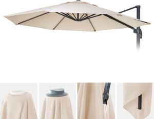 Pokrowiec na parasol HWC-A96, 8 rozpórek okrągłych Ø3,5m 220g/m² poliester, pokrowiec zamienny np. do parasola świetlnego HWC-A96 ~ kremowy