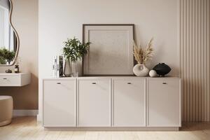 Komoda Lorini 200 cm czterodrzwiowa - kaszmir / czarne uchwyty T-bar