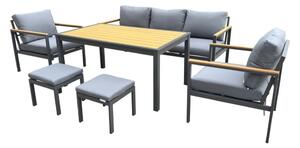 Zestaw aluminiowy Sines z pufami Garden Point antracyt