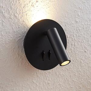 Kinkiet LED Magya Lucande, czarny, salon / jadalnia, aluminium, nowoczesny