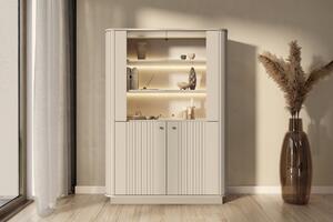Witryna Vesper 103 cm czterodrzwiowa na cokole - kaszmir / złote uchwyty