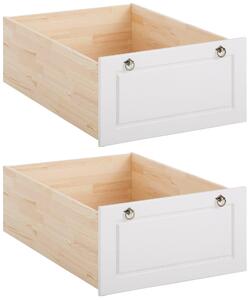 Zestaw 2 białych szuflad pod łóżko, z drewna sosnowego