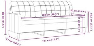 Sofa 3-osobowa, niebieski, 180 cm, tapicerowana aksamitem