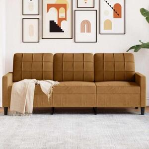 Sofa 3-osobowa, brÄ zowa, 180 cm, tapicerowana aksamitem