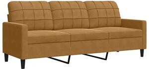 Sofa 3-osobowa, brÄ zowa, 180 cm, tapicerowana aksamitem