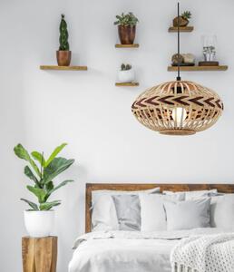 Lampa wisząca z rattanowym kloszem, etno