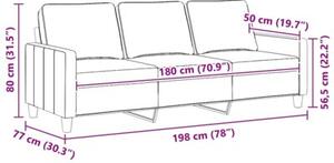 Sofa 3-osobowa, czarna, 180 cm, tapicerowana tkaninÄ