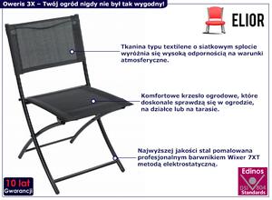 Czarne składane krzesło ogrodowe - Oweris 3X