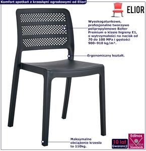 Czarne krzesło tarasowe z ażurowym oparciem - Oxion