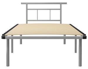Szare metalowe łóżko pojedyncze 100x200 cm - Mervex