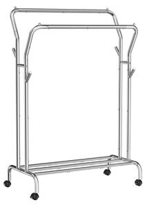 SongmicsHome Stojak do garderoby MATILDA na kółkach, max. 100 kg, 155x103x52 cm, srebrny