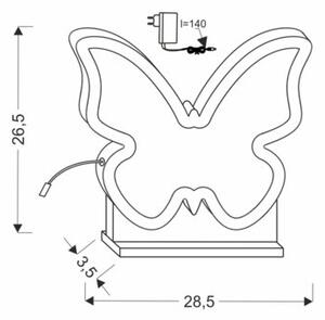 Lampa stołowa dziecięca różowa motylek LED 14W Butterfly Candellux