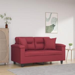 Sofa 2-os. z poduszkami, winna czerwieÅ, 120 cm, sztuczna skÃ³ra