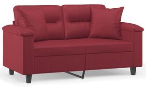 Sofa 2-os. z poduszkami, winna czerwieÅ, 120 cm, sztuczna skÃ³ra