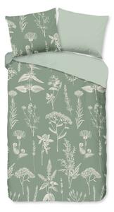 Szałwiowa flanelowa pościel jednoosobowa 140x220 cm Herbs – Good Morning