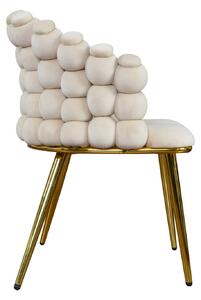 MebleMWM Krzesło welurowe Celestia Gold | Beżowe
