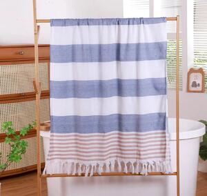 Ręcznik plażowy FARAO, niebiesko-biały
