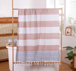 Ręcznik plażowy FARAO w kolorze brązowo-białym
