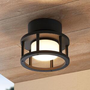 Zewnętrzna lampa sufitowa Lucande Berenike, Ø 17 cm, szara, GX53 Berenike Lucande, możliwość ściemniania, aluminiowy / szary / cynkowy, aluminium, nowoczesny