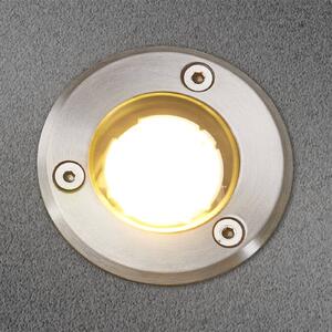 Lucande Oprawa wpuszczana podłogowa LED Kenan, Ø 7 cm, stal nierdzewna, IP67 KENAN, aluminiowy / szary / cynkowy, nowoczesny