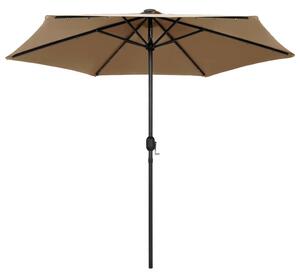 Parasol ogrodowy z LED i aluminiowym słupkiem, 270 cm, taupe