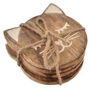 InDecor Podstawki z drewna mango Cat 4 szt., 10 x 11 x 1 cm