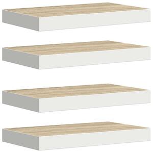 Półki ścienne, 4 szt., dębowo-białe, 40 x 23,5 x 3,8 cm, mdf