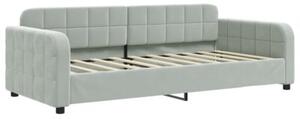 Sofa rozsuwana, jasnoszara, 90x190 cm, aksamit