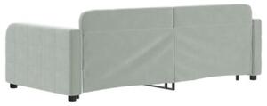 Sofa rozsuwana, jasnoszara, 90x190 cm, aksamit