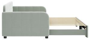 Sofa rozsuwana, jasnoszara, 90x190 cm, aksamit