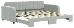 Sofa rozsuwana, jasnoszara, 90x190 cm, aksamit
