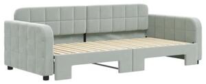 Sofa rozsuwana, jasnoszara, 90x190 cm, aksamit