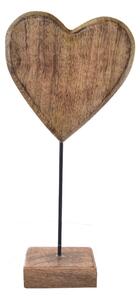 InDecor Serce na podstawie z drewna mango, 15 x 6 x 33 cm, L