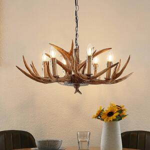 Lampa wisząca Tejask Lindby, możliwość ściemniania, brązowy / rdzawy, salon / jadalnia, tworzywo sztuczne, dworkowy / rustykalny