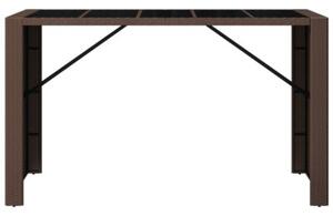 Stolik barowy ze szklanym blatem, brązowy, 185x80x110 cm