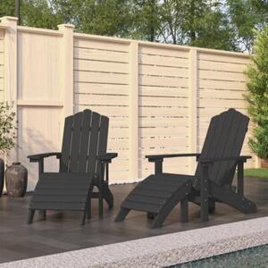 Krzesła ogrodowe adirondack z podnóżkami, 2 szt, hdpe, antracyt