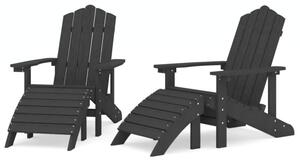 Krzesła ogrodowe adirondack z podnóżkami, 2 szt, hdpe, antracyt