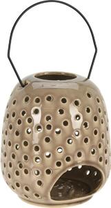 Latarnia ceramiczna Dots szary, 15 x 23 cm