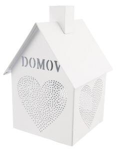 InDecor Metalowy świecznik House - Home biały, 12x 12 x 17 cm