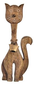 InDecor Kot z drewna mango z dzwonkiem, 19 x 4 x 49 cm, L